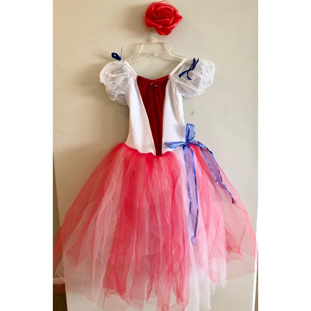 Girls Dance Costume - Red/White/Blue - Child Large